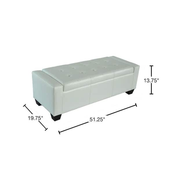 White leather outlet ottoman bench