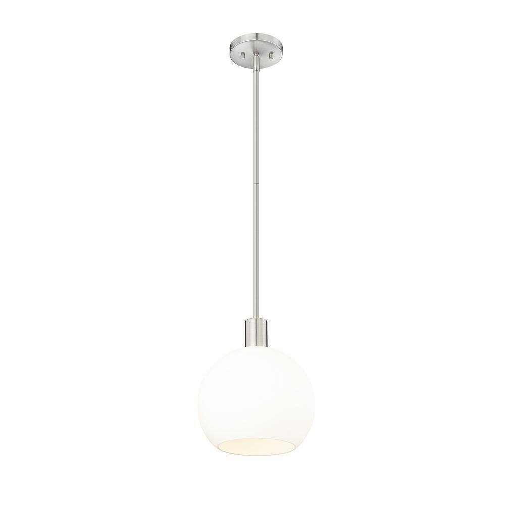 Brushed Nickel Globe Pendant with White Glass Shade