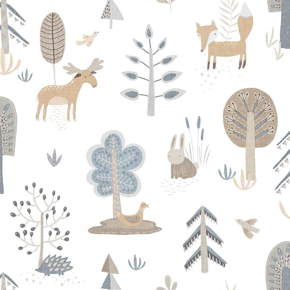 Little Explorers 2-Blue Country Animals Matte Finish Non-Pasted Non-Woven W