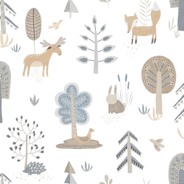 Unbranded Little Explorers 2-Blue Country Animals Matte Finish Non-Pasted Non-Woven Wallpaper Sample