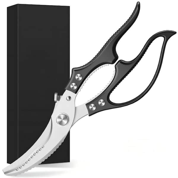 Heavy Duty Poultry Shears with Non-Slip Handle and Safety Lock for Chicken, Meat Cutting, Turkey, Fish, Black