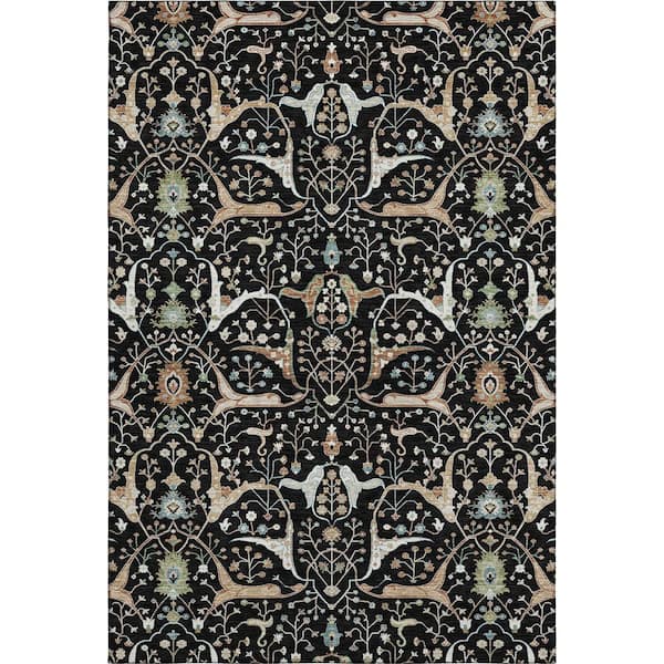 Mayfield Premium Machine Washable Abstract AMF2250 Black 10 ft. x 14 ft. Area Rug