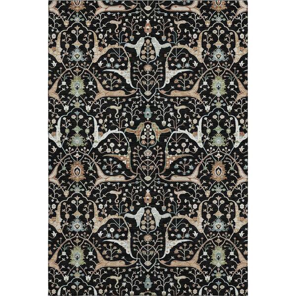 Mayfield Premium Machine Washable Abstract AMF2250 Black 9 ft. x 12 ft. Area Rug