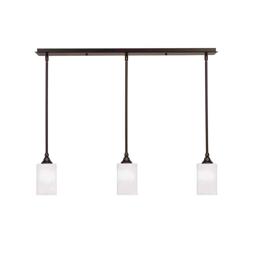 Livingston 100-Watt 3-Light Dark Granite Shaded Pendant Light with 4 in. Wh