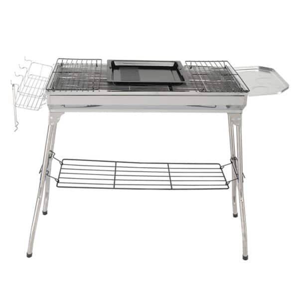 Movisa Portable Charcoal Grill in Sliver/Stainless Steel