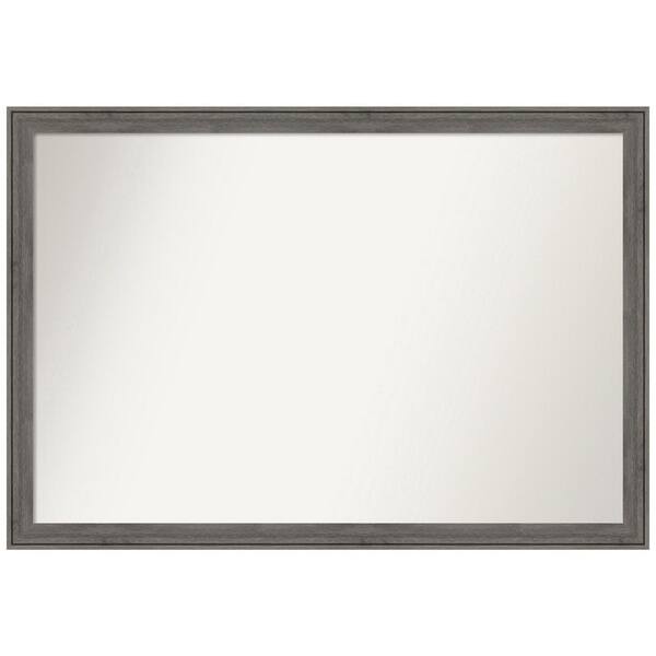 Amanti Art Regis Barnwood Grey Narrow 38.5 in. x 26.5 in. Non-Beveled Classic Rectangle Wood Framed Wall Mirror in Gray