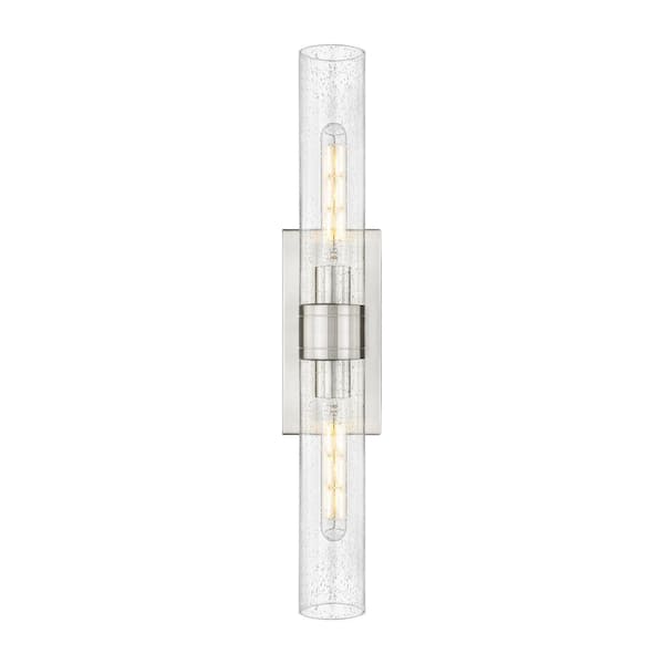 Innovations Ballston Urban 24 in. 2-Light Satin Nickel Vanity Light with Glass Shade