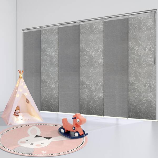 FINE FIXTURES Storm Blossom 70 in. - 130 in. W x 94 in. L Adjustable 6-Panel Satin Nickel Single Rail Panel Track with 23.5 in. Slates