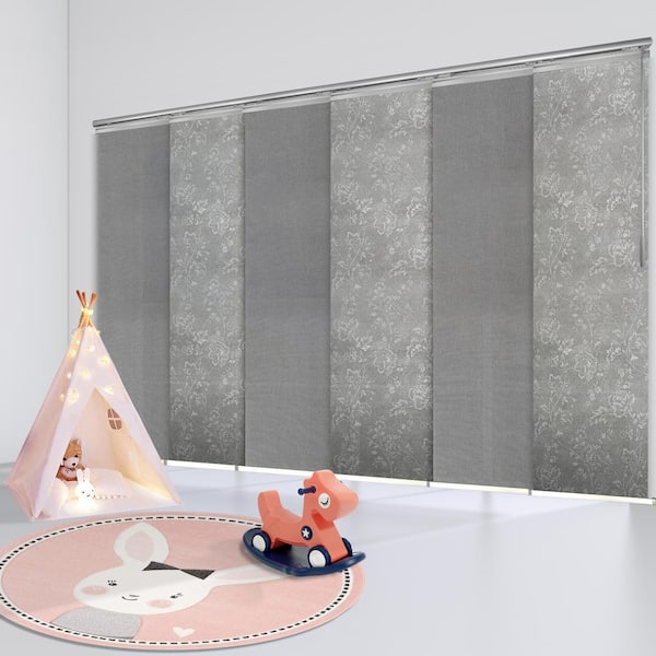 EMOH Storm Blossom 70 in. - 130 in. W x 94 in. L Adjustable 6- Panel White Single Rail Panel Track with 23.5 in. Slates