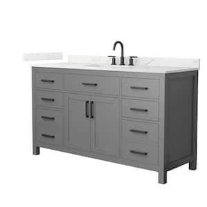 Beckett 60 in. Single Freestanding Dark Gray Bath Vanity with Giotto Quartz Top Unassembled