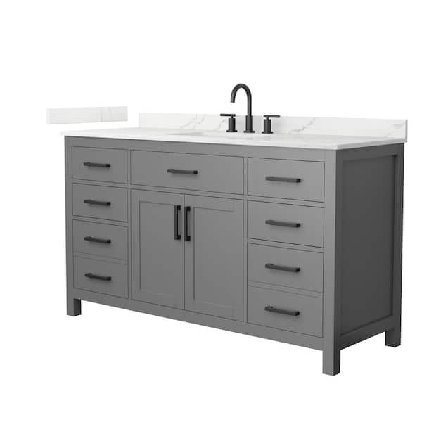 Beckett 60 in. Single Freestanding Dark Gray Bath Vanity with Giotto Quartz Top (Assembled)