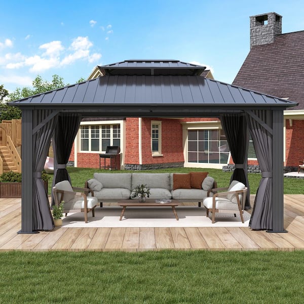 COVERONICS 12 ft. x 14 ft. Hardtop Gazebo, Outdoor COVERONICS 12 ft. x 14 ft. Hardtop Gazebo, Outdoor