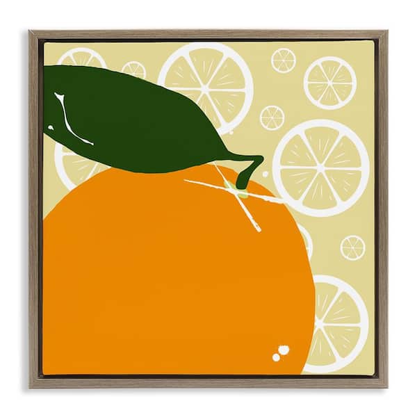 Stupell Industries Bright Orange Fruit by Daniela Santiago Brown Floater Frame Food Graphic Art Print 25 in. x 25 in.
