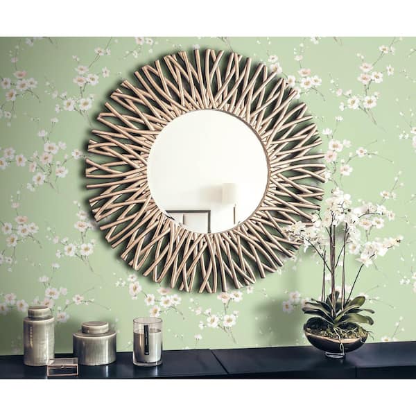 Cherry Blossoms Peel & Stick Wallpaper in Green - Green - Casa Mia