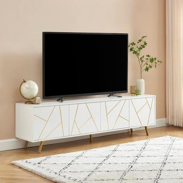 White 75 in. TV Stand Fits TVs up to 85 in.