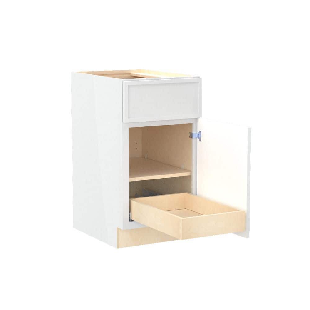 Franklin 18 in. W x 24 in. D x 34.5 in. H Assembled Plywood Base Kitchen Cabinet in Vesper White with 1ROT Soft Close RH