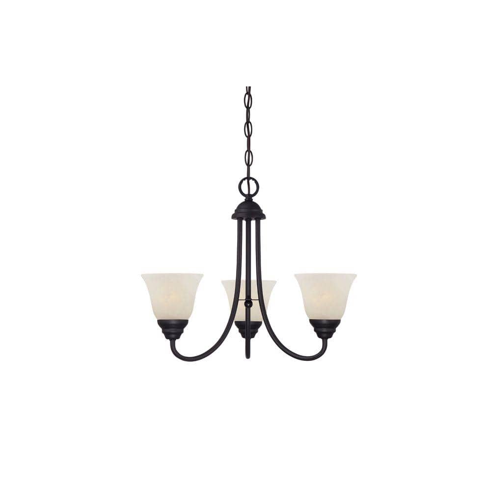 Kendall Mini Bronze Chandelier with Alabaster Glass Shades