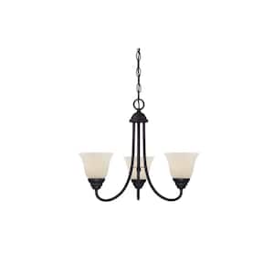 Kendall 3-Light Transitional Oil Rubbed Bronze Chandelier with Alabaster Glass Shades For Dining Rooms