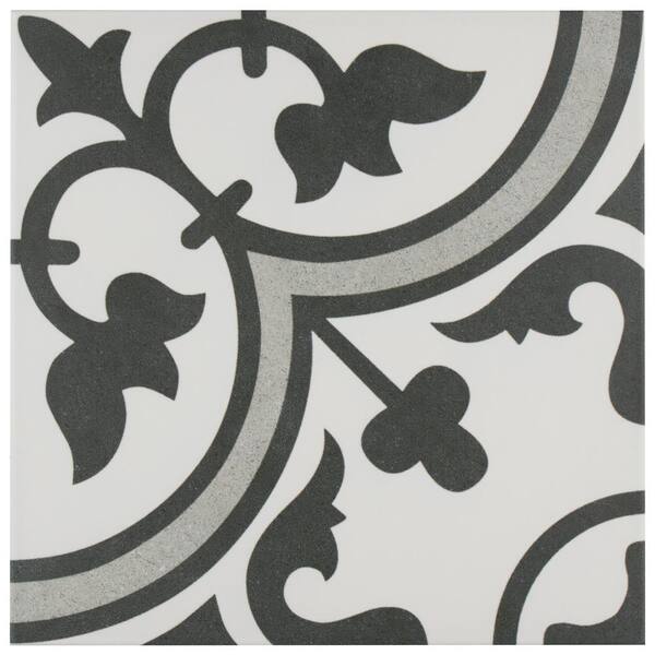 Merola Tile Arte Grey Encaustic 9 3 4, Home Depot Black Tile
