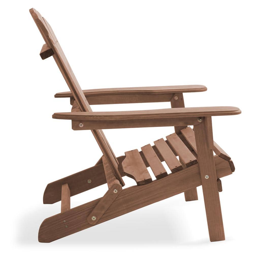 Espresso Cedar Wood Folding Adirondack Chairs, Set of 2