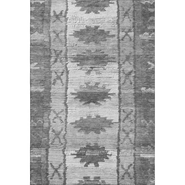 Mayfield Premium Machine Washable Abstract AMF1946 Gray 10 ft. x 14 ft. Area Rug