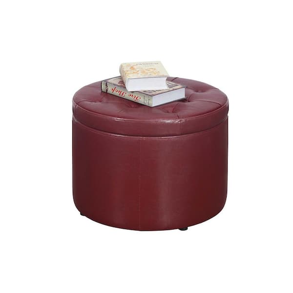 Convenience Concepts Designs4comfort, Large Round Ottoman With Shoe Storage