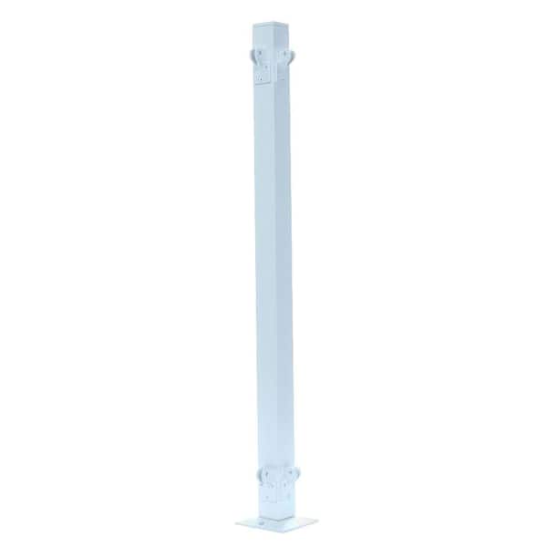 UDECX 3-1/6 ft. x 2 in. x 2 in. Aluminum White Corner Railing Post
