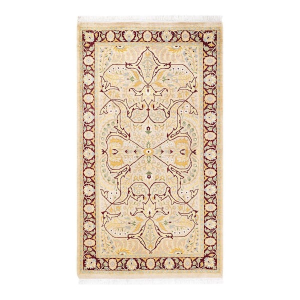 Solo Rugs Mogul One-of-a Kind Traditional Ivory 3 ft. 0 in. x 5 ft. 4 in. Oriental Area Rug