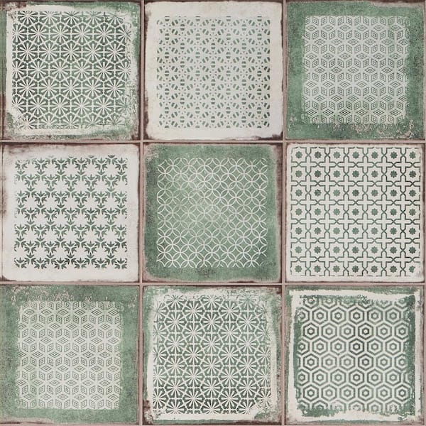 Ivy Hill Tile Santa Fe Deco Green 7.87 in. x 7.87 in. Matte Porcelain Floor and Wall Tile (11.19 sq. ft. / Case)