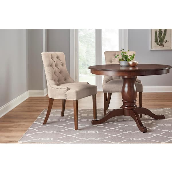 StyleWell Bakerford Biscuit Beige Upholstered Dining Chair with Tufted Back (Set of 2)