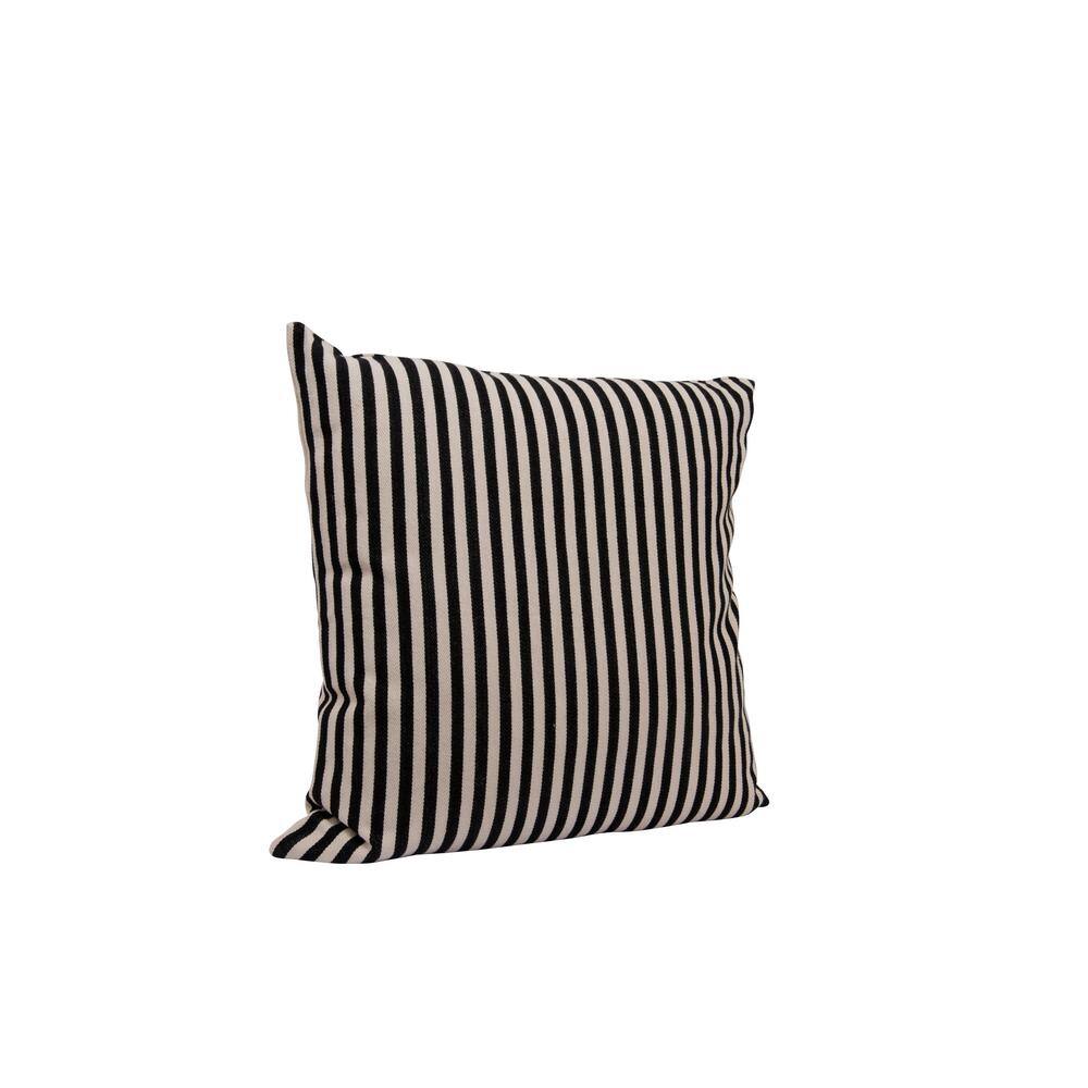 26" Black and Cream Cotton Striped Square Throw Pillow