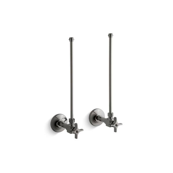 KOHLER Pair 3/8 in. Npt Angle Supplies With Stop Cross Handle And Annealed Vertical Tube in Vibrant Titanium