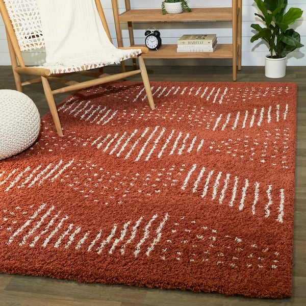 Kalpana Burnt Orange 2 ft. x 7 ft. Chevron Runner Rug