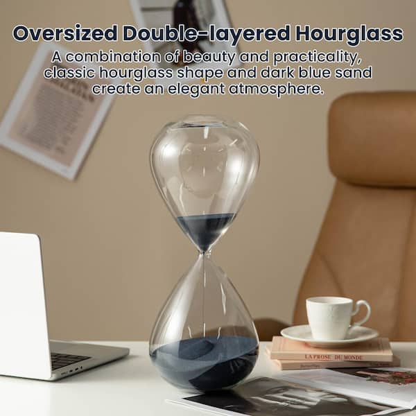 Glitzhome Oversized Double-Layered Hourglass With Blue Sand, 90