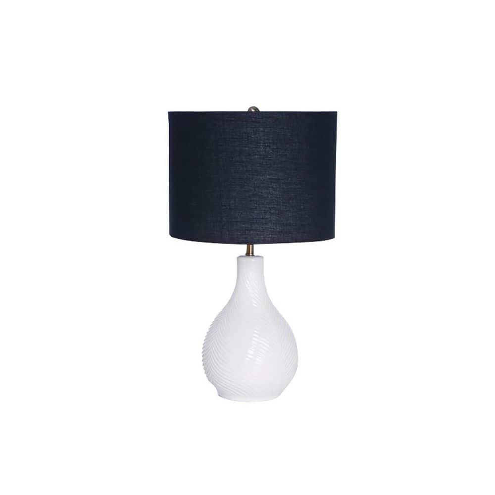 Table Lamp 21.38 in. White Contemporary Standard Bulb Urn Table Lamp for home w/ Ceramic Base & Black Fabric Shade price history on PriceWatchPro