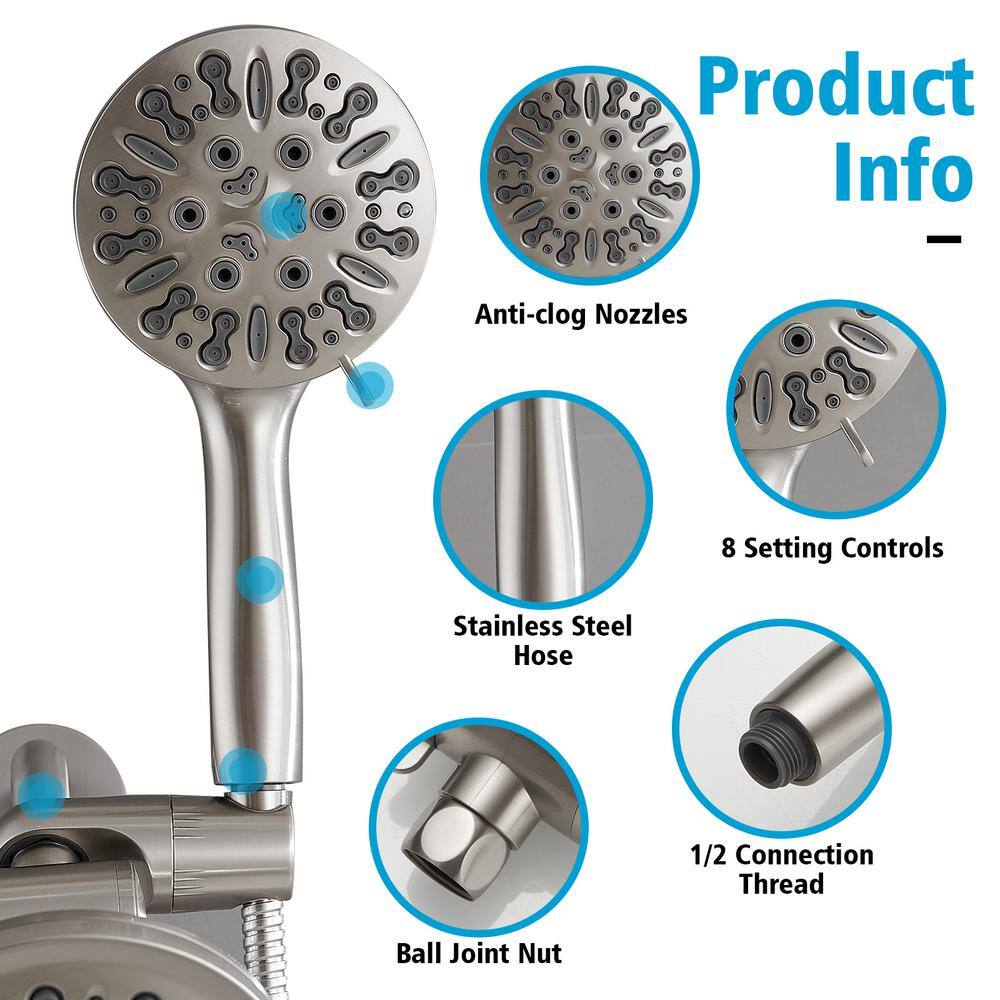 Brushed Nickel Dual Function Handheld Rain Shower Faucet Set