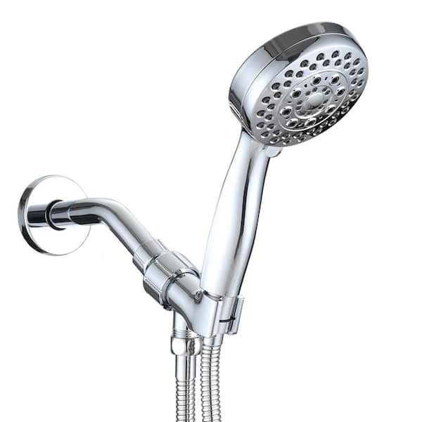 Aurora Decor ACAD 5-Spray Patterns 1.8 GPM 3.5 in. Wall Mounted Handheld Shower Head with Hose in Chrome