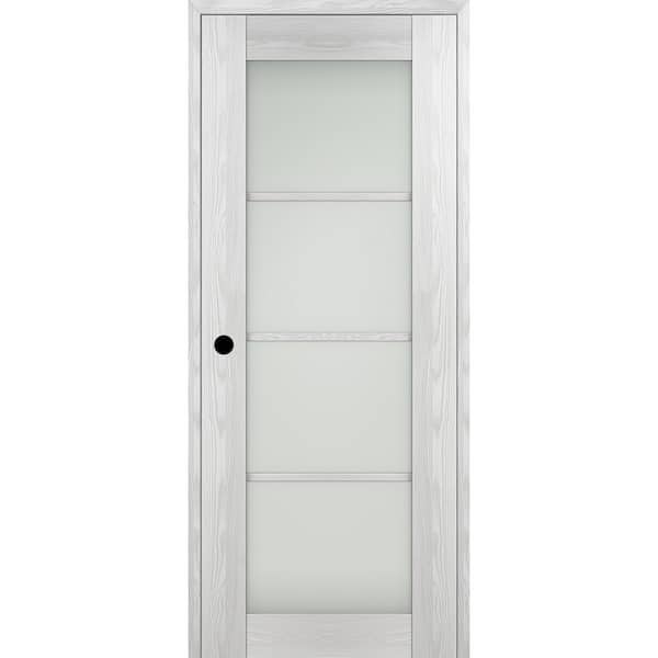 Belldinni Vona 4 Lite 32 in. x 80 in. Right-hand Frosted Glass Ribeira Ash Composite Solid Core Wood Single Prehung Interior Door