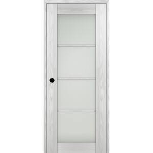 Vona 4 Lite 24 in. x 84 in. Right-Hand Frosted Glass Ribeira Ash Composite Solid Core Wood Single Prehung Interior Door