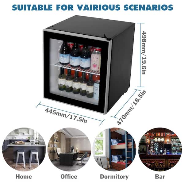 Lhriver 2.6 CU.FT Beverage Refrigerator Cooler with Glass Door,Countertop Mini Fridge with Adjustable Shelves,Touch Screen,95 Can Compact