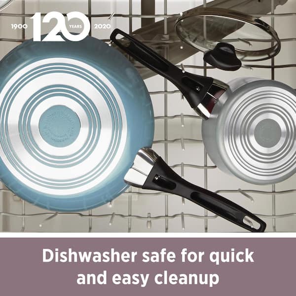 Farberware Dishwasher Safe 6 qt. Aluminum Nonstick Saute Pan in Aqua with Glass Lid