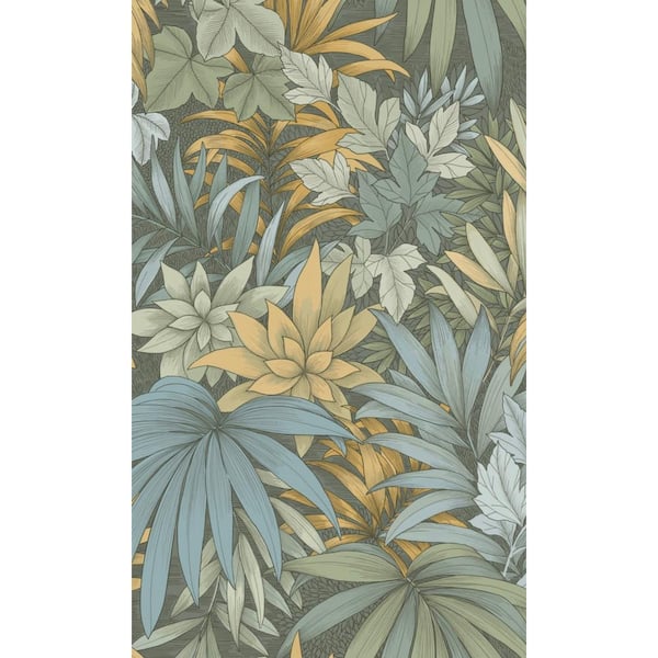 Walls Republic Dark moss Jungle Leaves Botanical Textured Print Non-Woven Non-Pasted Textured Wallpaper 57 sq. ft.