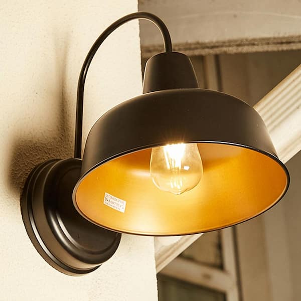 1-Light Dark Bronze Hardwired Outdoor Barn Light Sconces