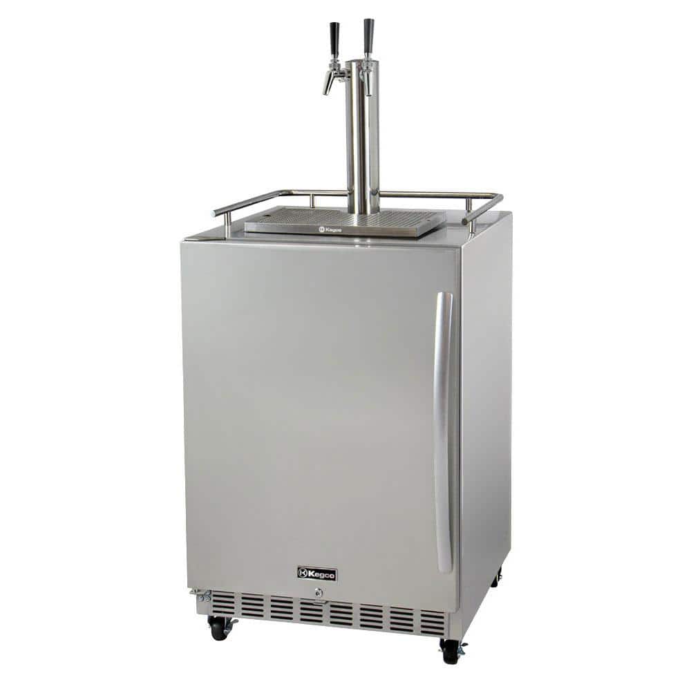 Kegco Digital Commercial Outdoor Full Size Beer Keg Dispenser with XCLUSIVE Dual Tap Commercial