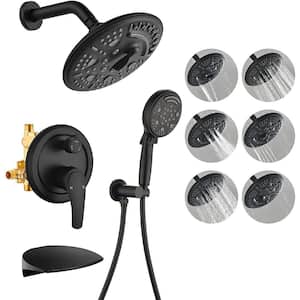 BabyBreath 6-Spray Patterns with 1.8 GPM 8 in. Tub Wall Mount Dual Shower Heads in Matte Black