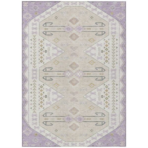 Chantille Machine Washable Indoor/Outdoor Abstract ACN2565 Lavender 5 ft. x 7 ft. 6 in. Area Rug