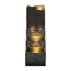 39.3 in. Resin Outdoor Fountains - Relaxing Outdoor Freestanding Fountains Indoor with Lights for House, Office, Garden