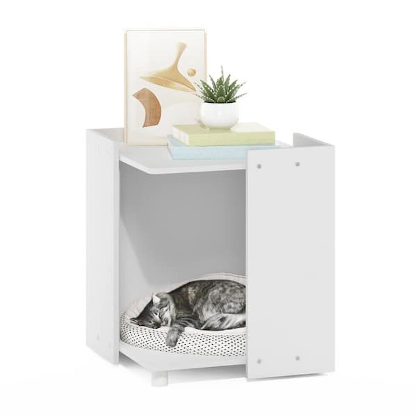 Furinno Peli 16.61 in. Solid White Square Wood End Table