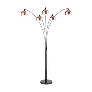 Amore 86 in. 2-Tone Rose Copper and Jet Black LED Tree Floor Lamp
