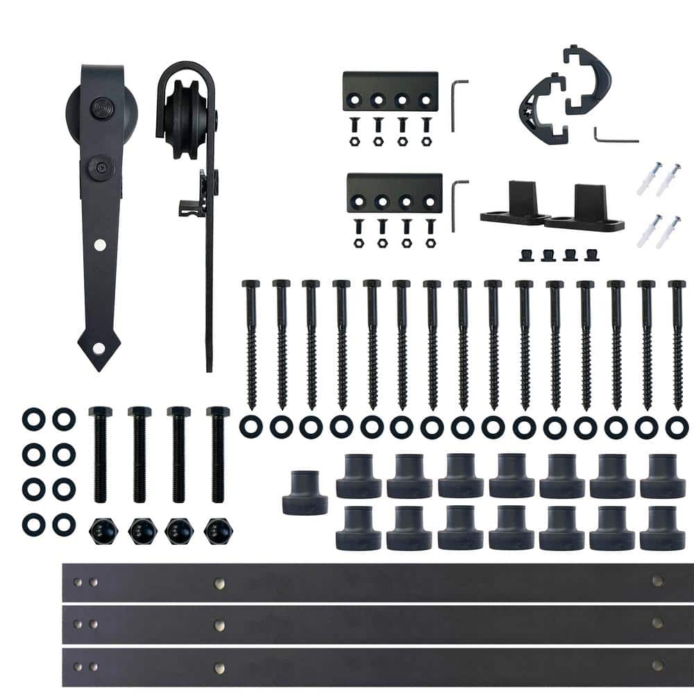 18 ft./216 in. Black Rustic Non-Bypass Sliding Barn Door Hardware Kit Arrow Design Roller for Single Door price history on PriceWatchPro